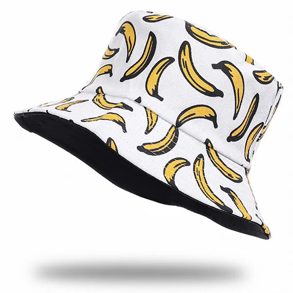 Unisex Reversible Packable Bucket Hat Banana Printting