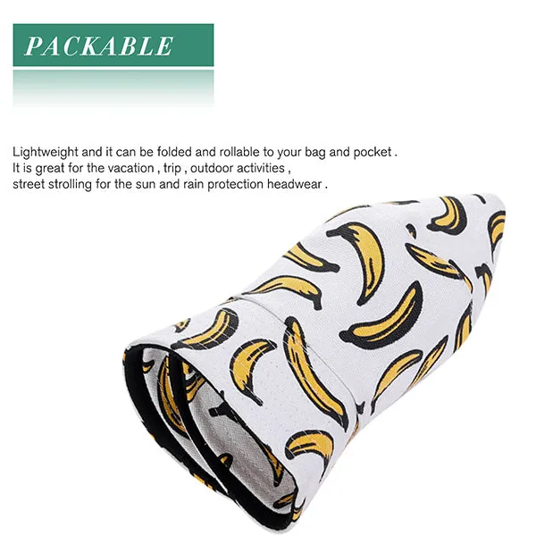 Unisex Reversible Packable Bucket Hat Banana Printting