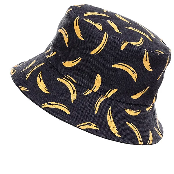 Unisex Reversible Packable Bucket Hat Banana Printting