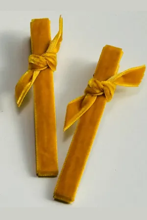 Velvet Bar Knot Hair Clips Lemon
