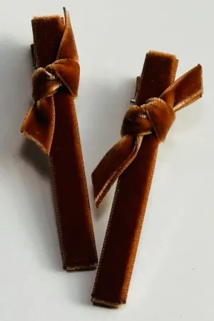 Velvet Bar Knot Hair Clips Nutmeg