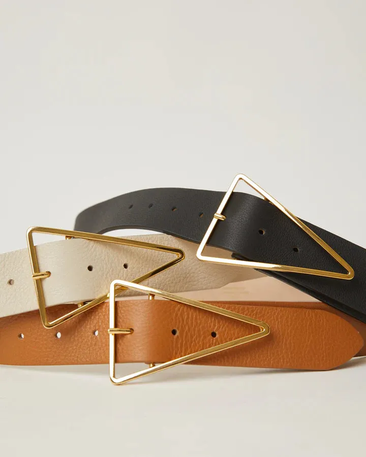Vivie Leather Belt in Black Gold