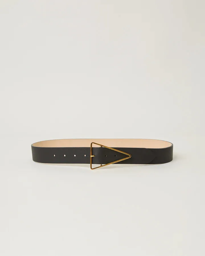 Vivie Leather Belt in Black Gold