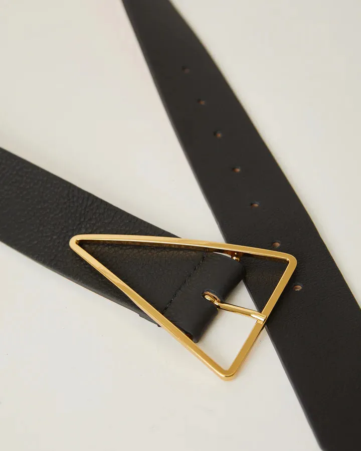 Vivie Leather Belt in Black Gold