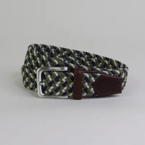 Wakerley 35mm Green/Navy/Ecru Elastic Belt