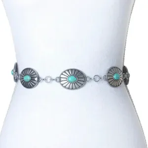 Western Oval Concho Metal Belt