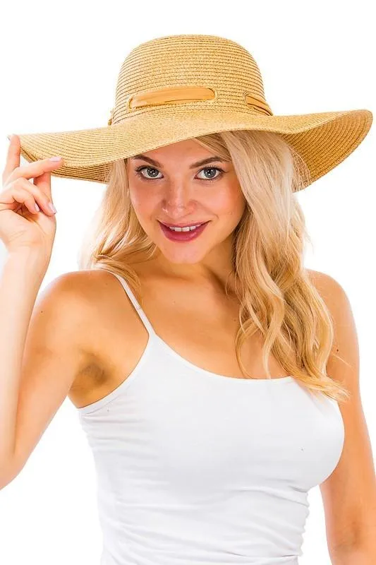 Wide Brim Floppy Hat With Chiffon Bow Tie For Women