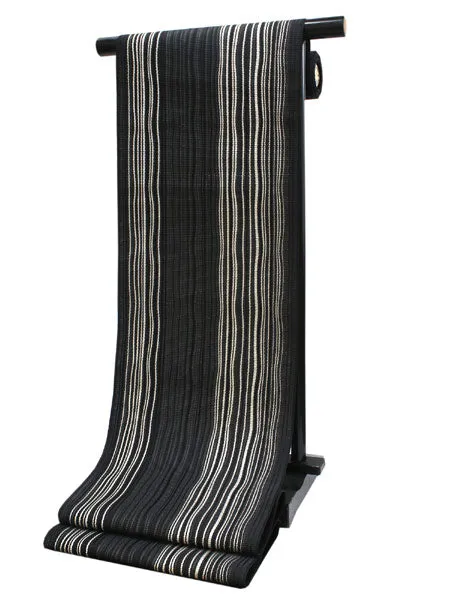 Women's Silk HAKATA-ORI Kimono Nagoya Obi Belt With Tailoring - Black