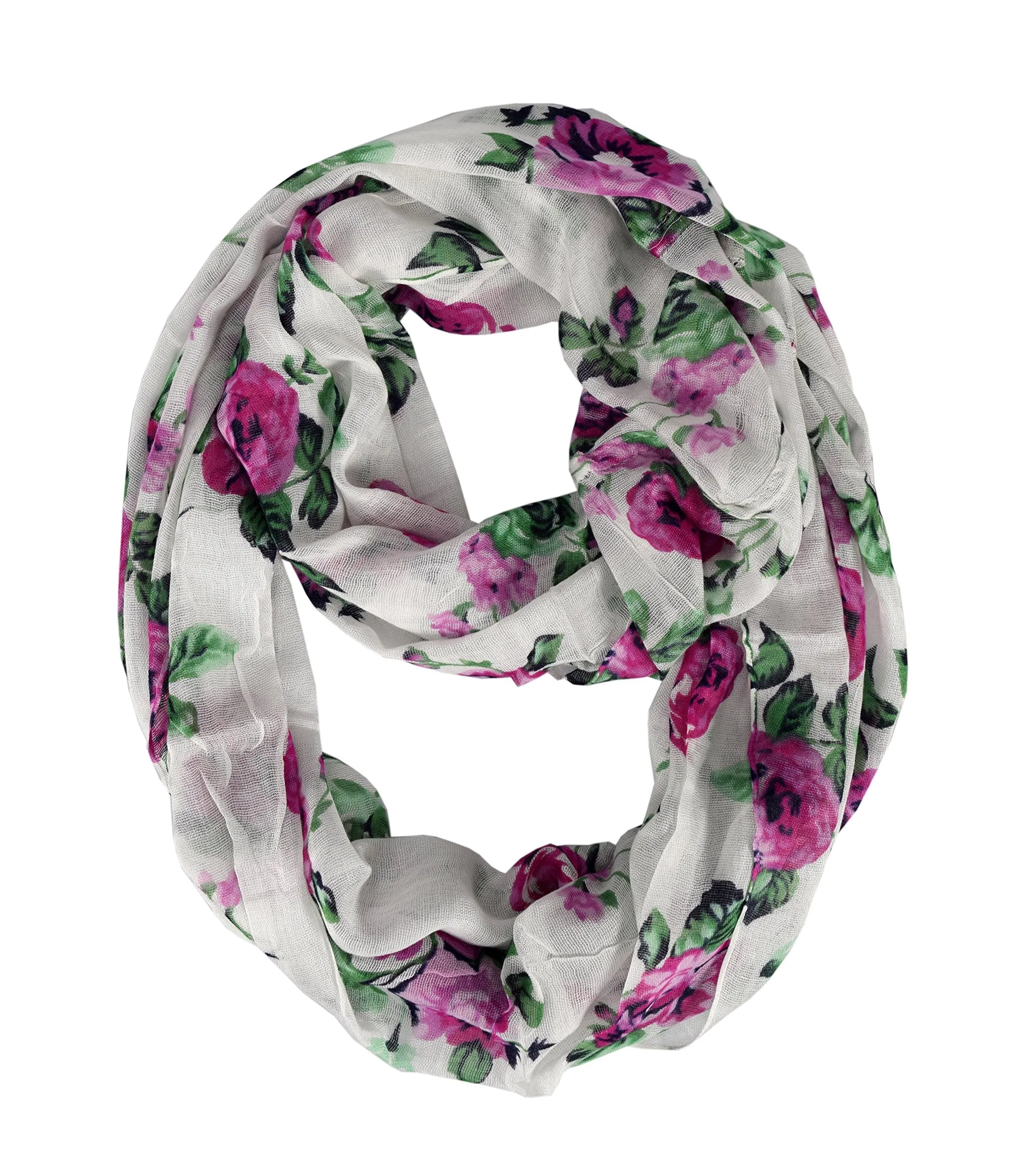Womens Soft Vintage Floral Print Sheer Infinity Loop Circle Scarf
