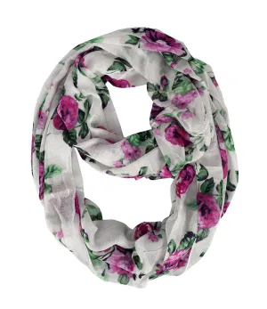 Womens Soft Vintage Floral Print Sheer Infinity Loop Circle Scarf