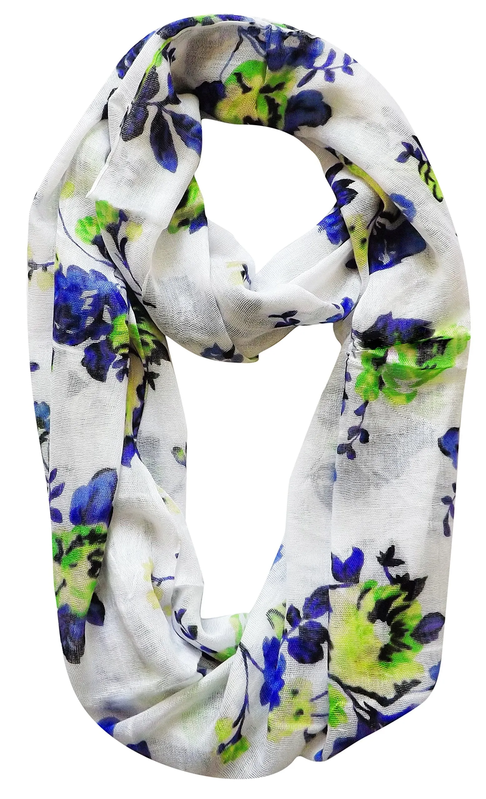 Womens Soft Vintage Floral Print Sheer Infinity Loop Circle Scarf