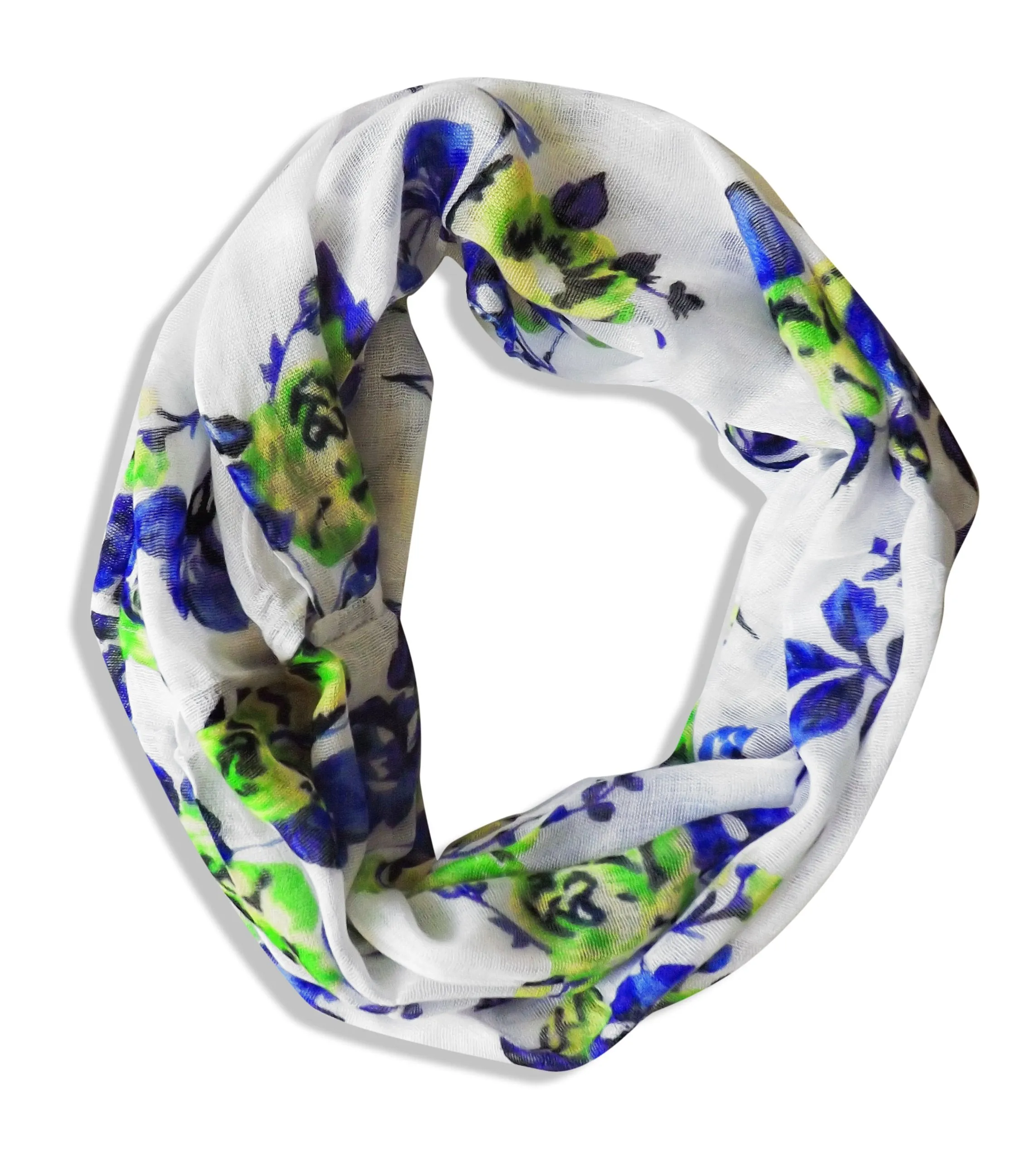 Womens Soft Vintage Floral Print Sheer Infinity Loop Circle Scarf