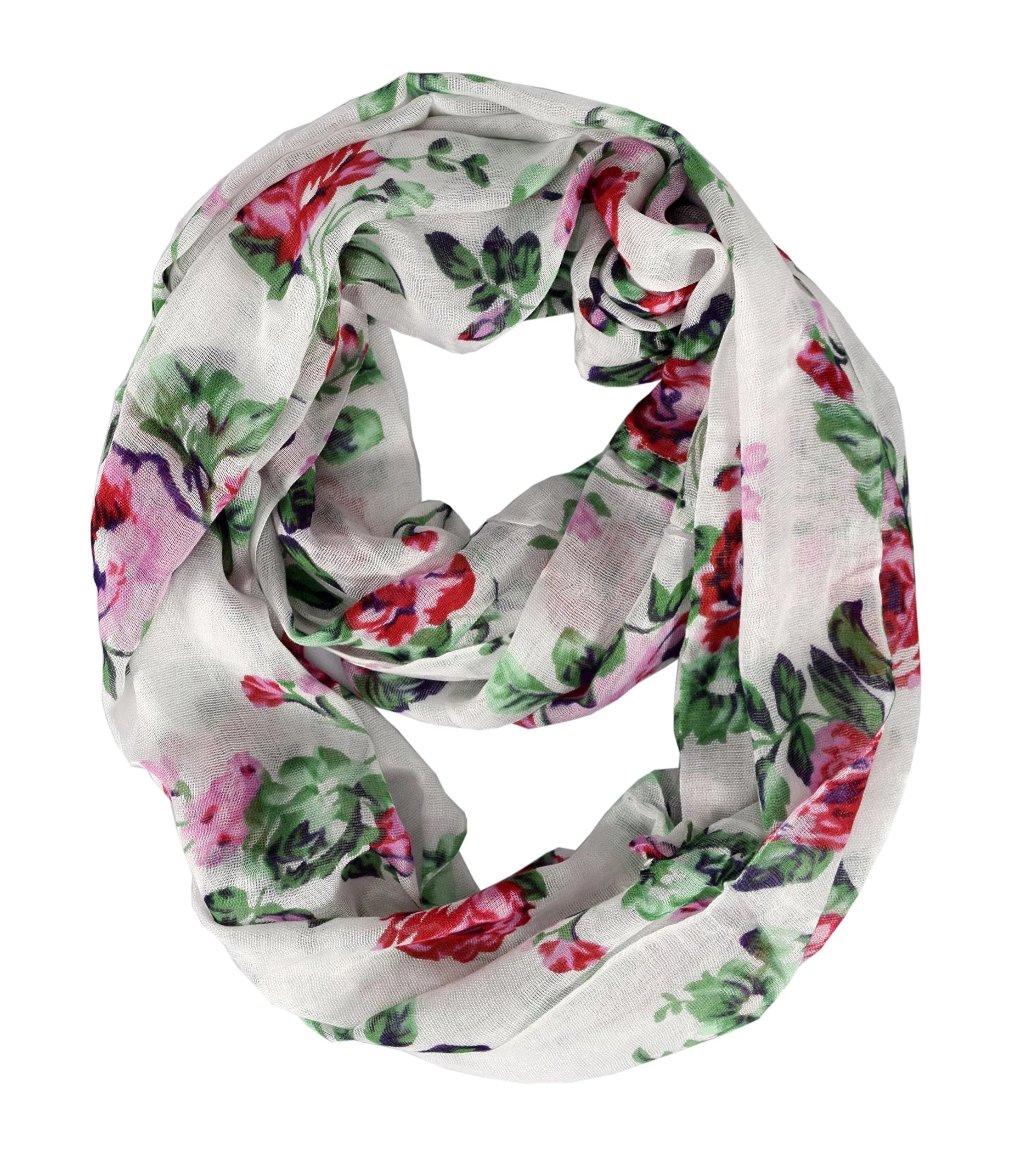 Womens Soft Vintage Floral Print Sheer Infinity Loop Circle Scarf