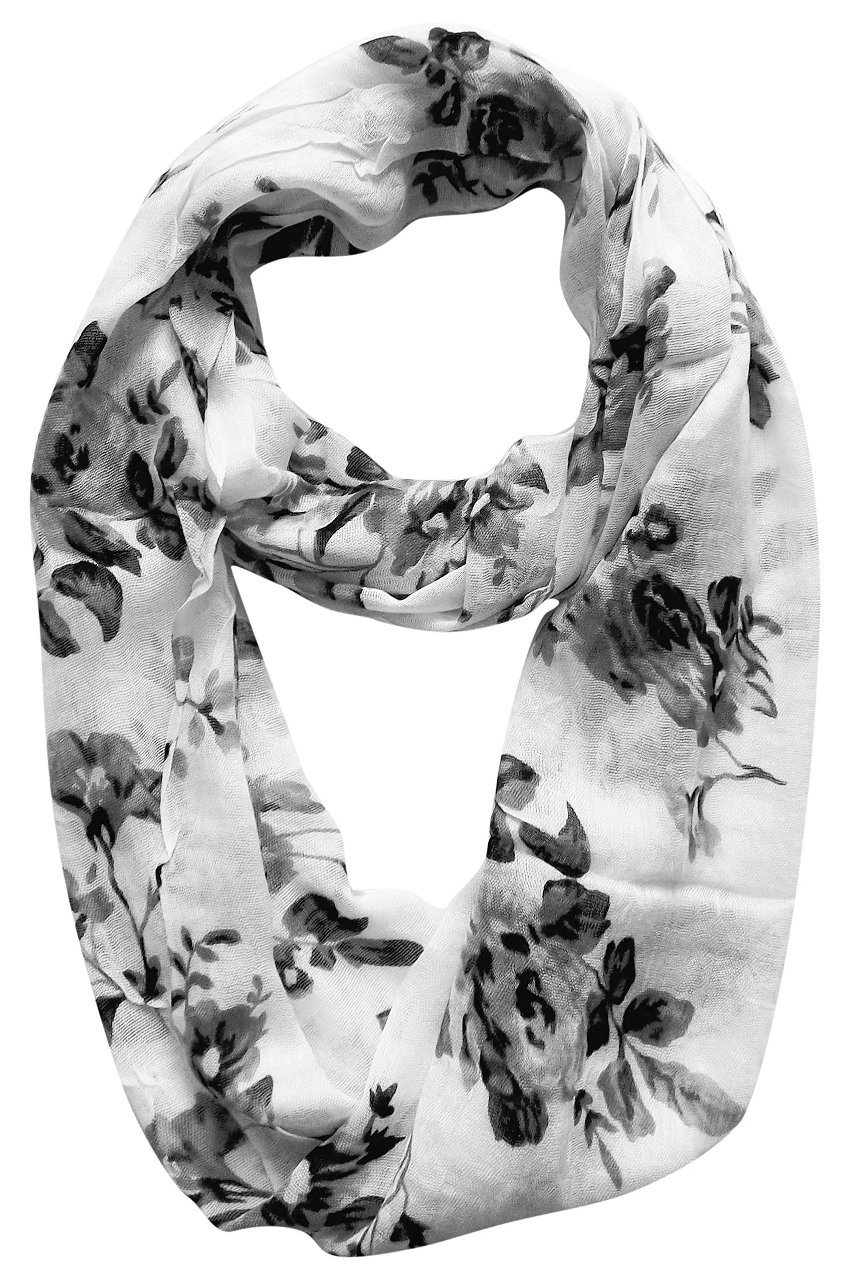 Womens Soft Vintage Floral Print Sheer Infinity Loop Circle Scarf