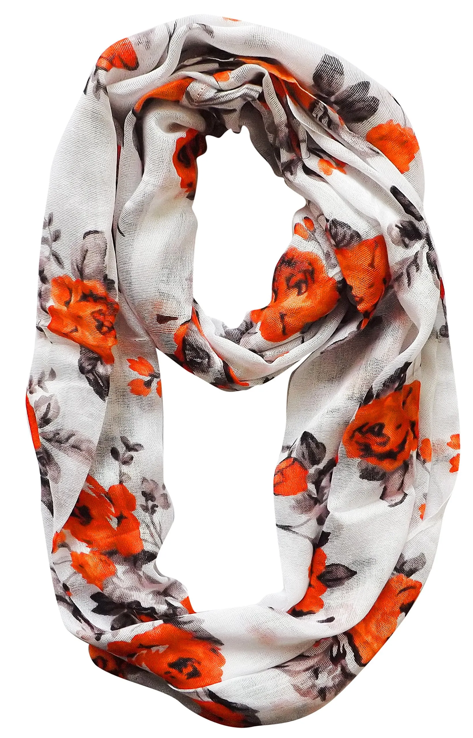 Womens Soft Vintage Floral Print Sheer Infinity Loop Circle Scarf